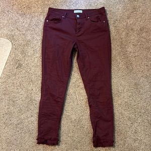 Burgundy skinny jeans